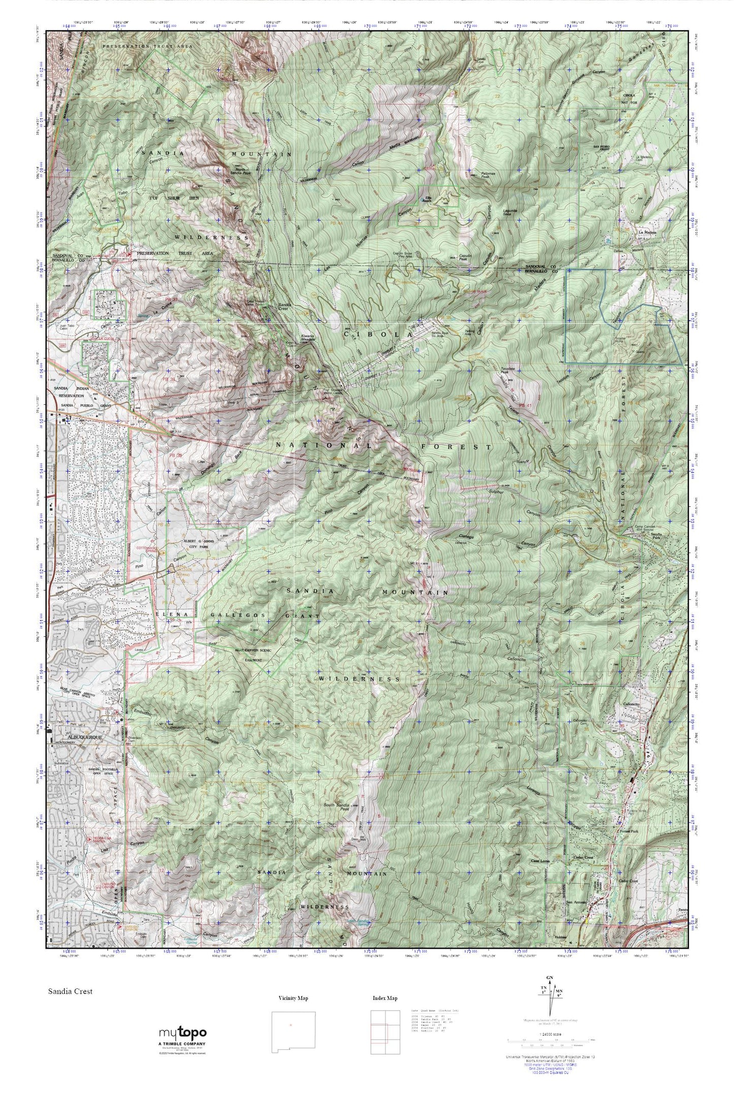 Sandia Crest MyTopo Explorer Series Map Image