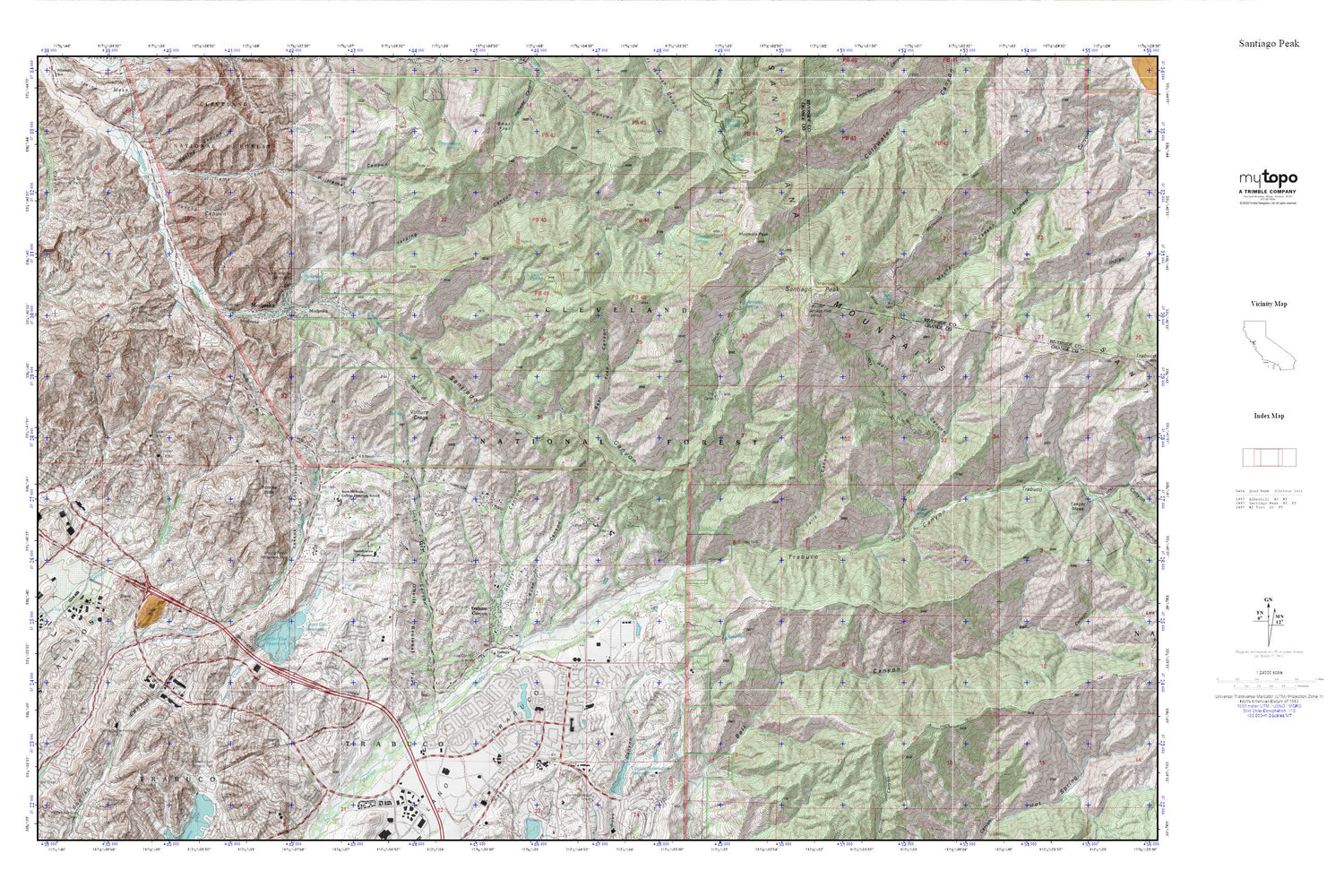 Santiago Peak MyTopo Explorer Series Map Image