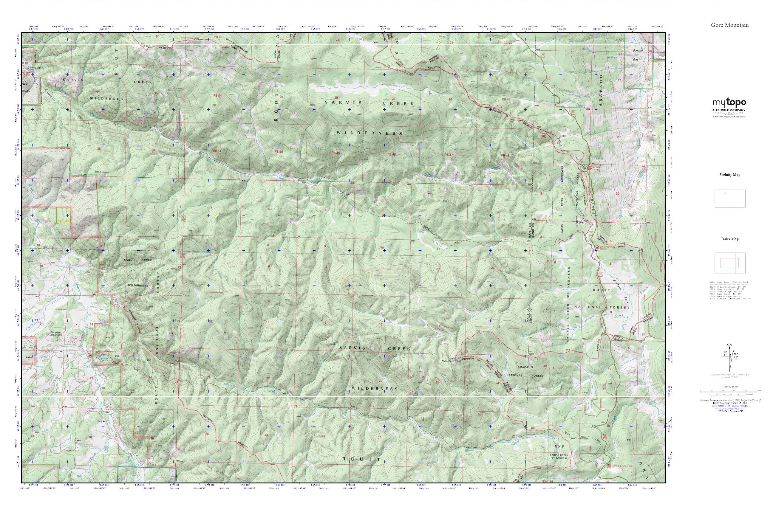 Sarvis Creek Wilderness MyTopo Explorer Series Map – MyTopo Map Store