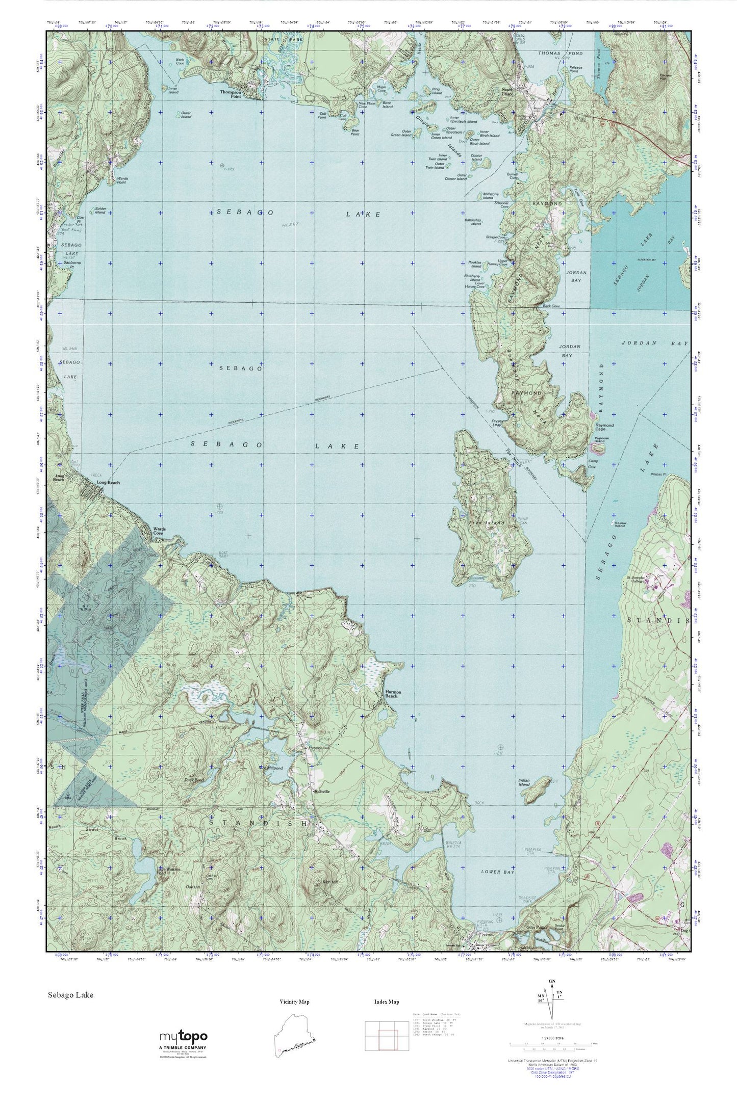 Sebago Lake MyTopo Explorer Series Map Image