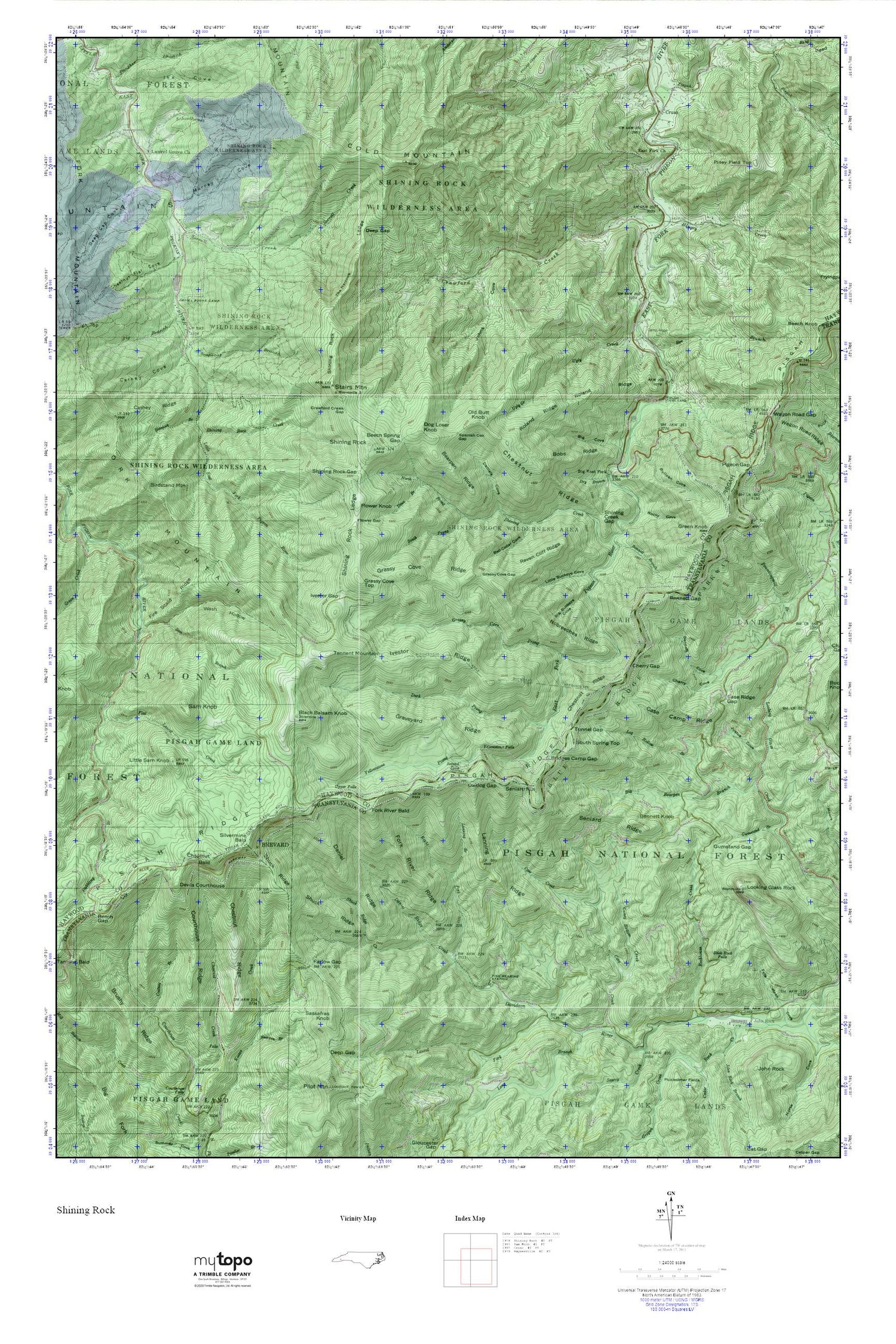 Shining Rock MyTopo Explorer Series Map Image