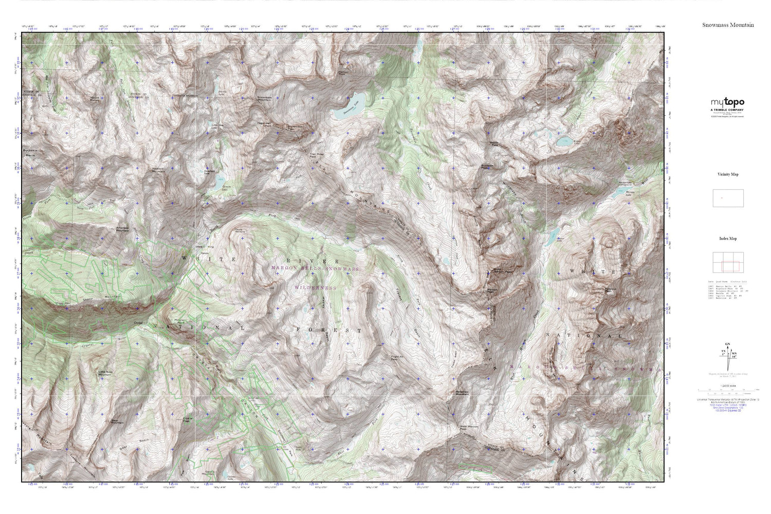 Snowmass Mountain MyTopo Explorer Series Map Image