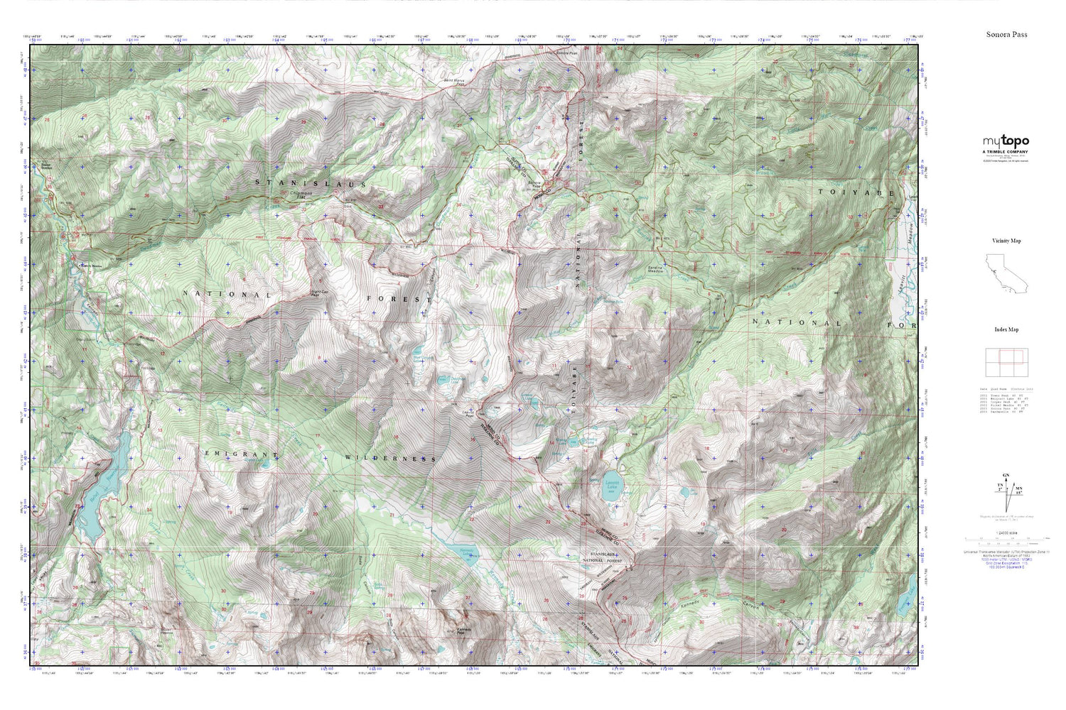 Sonora Pass MyTopo Explorer Series Map Image