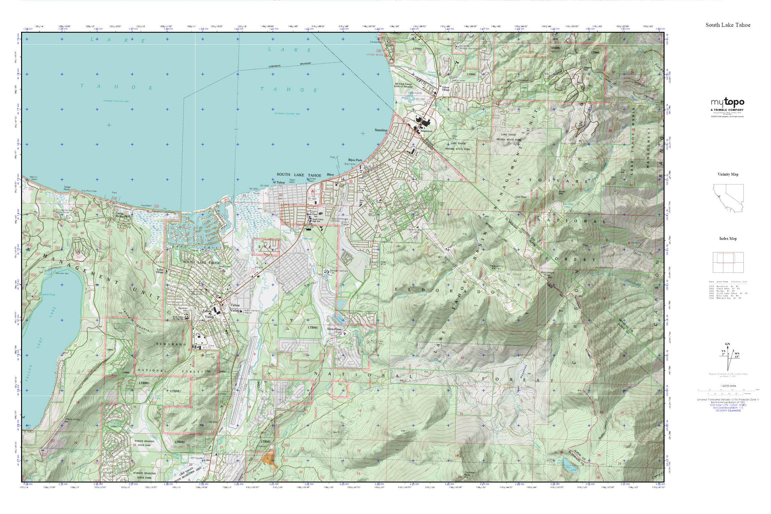 South Lake Tahoe MyTopo Explorer Series Map Image