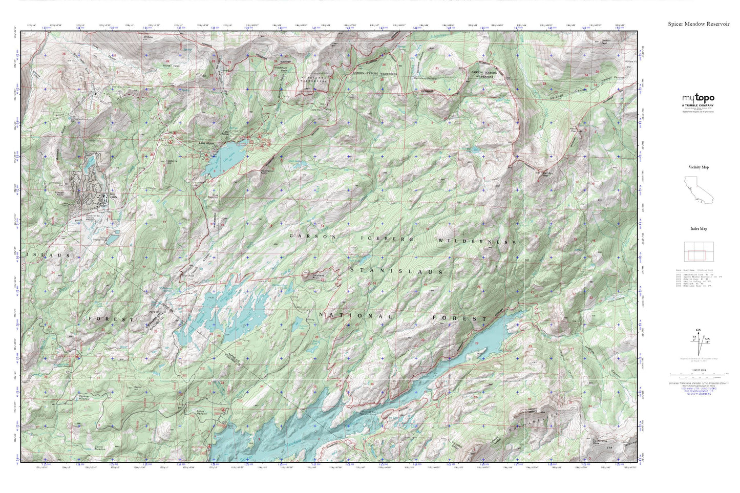 Spicer Meadow Reservoir MyTopo Explorer Series Map Image