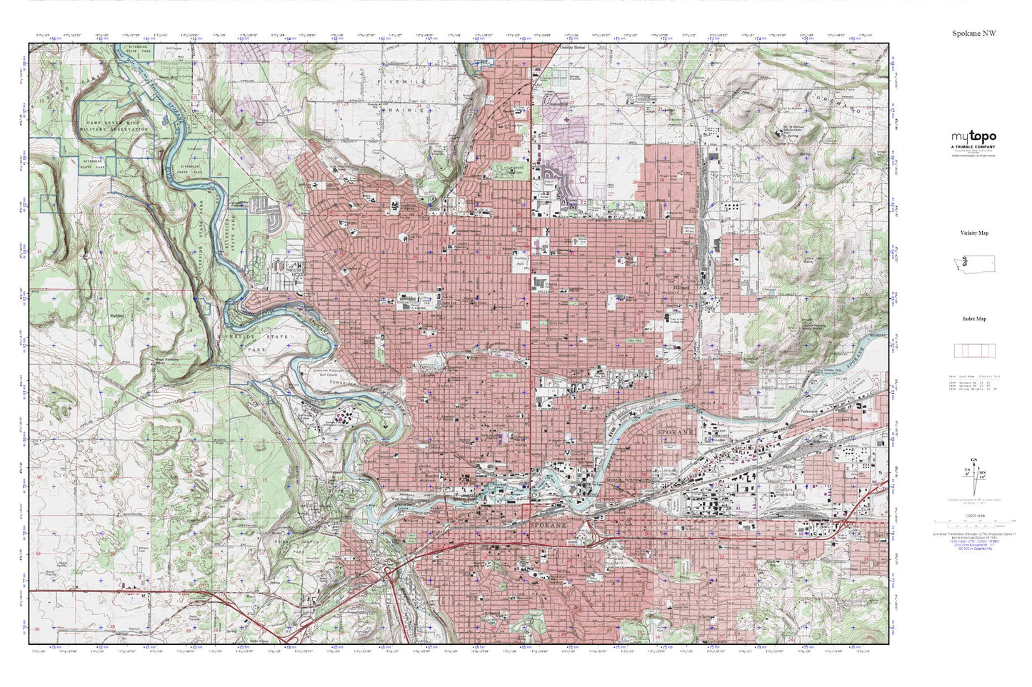 Spokane MyTopo Explorer Series Map Image