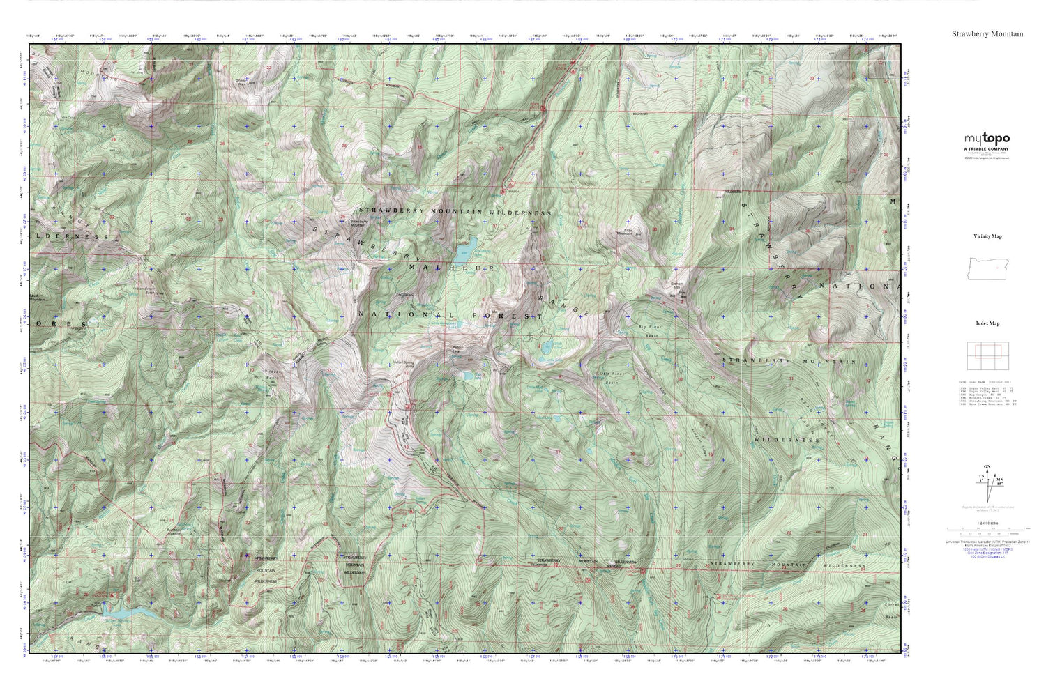Strawberry Mountain MyTopo Explorer Series Map Image