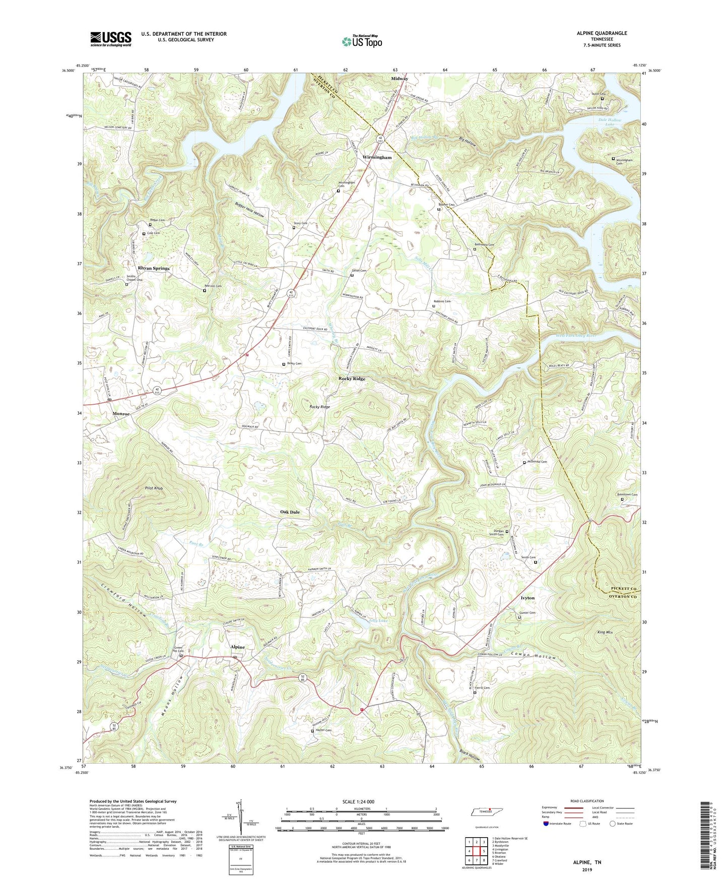 Alpine Tennessee US Topo Map Image