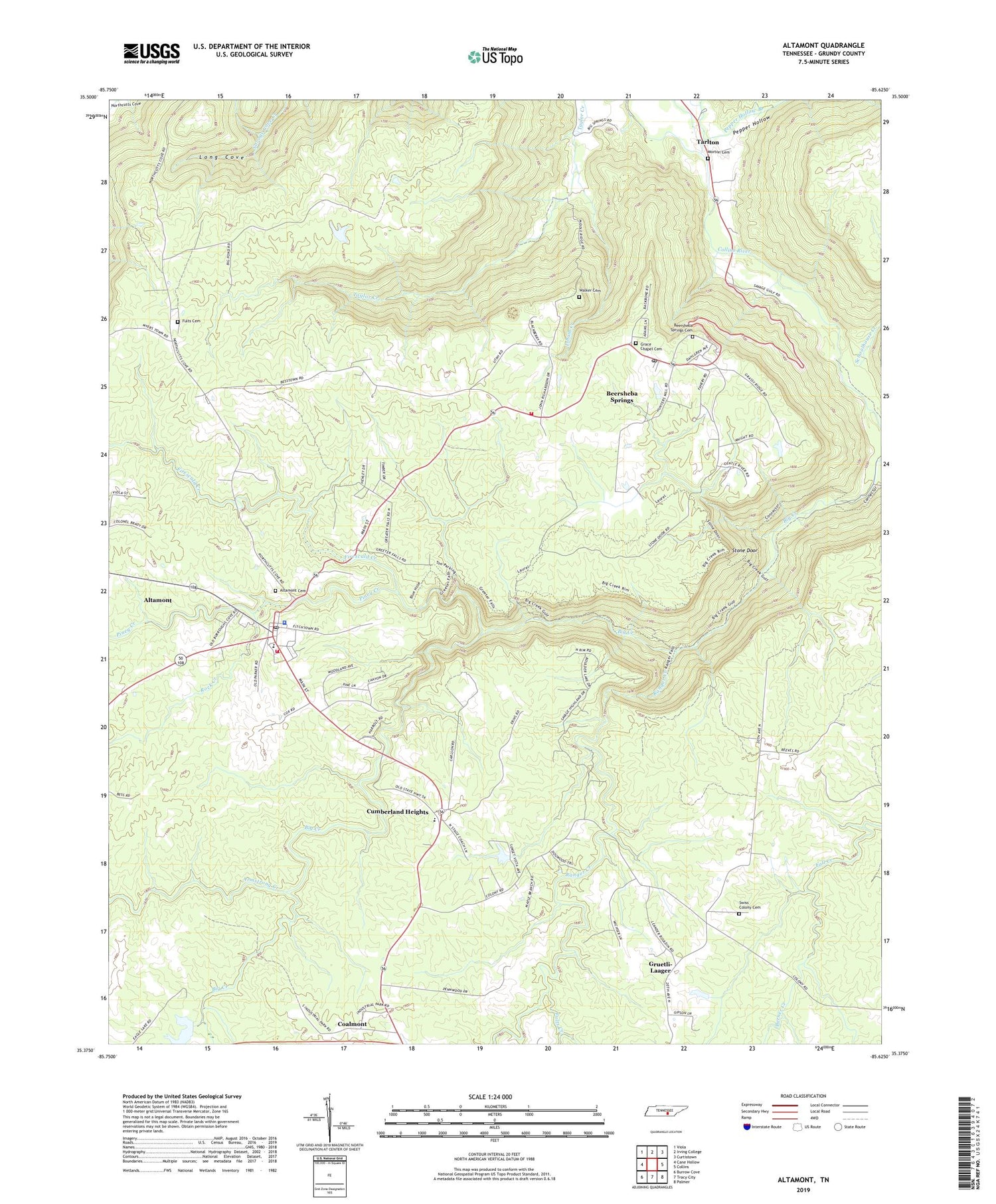 Altamont Tennessee US Topo Map Image