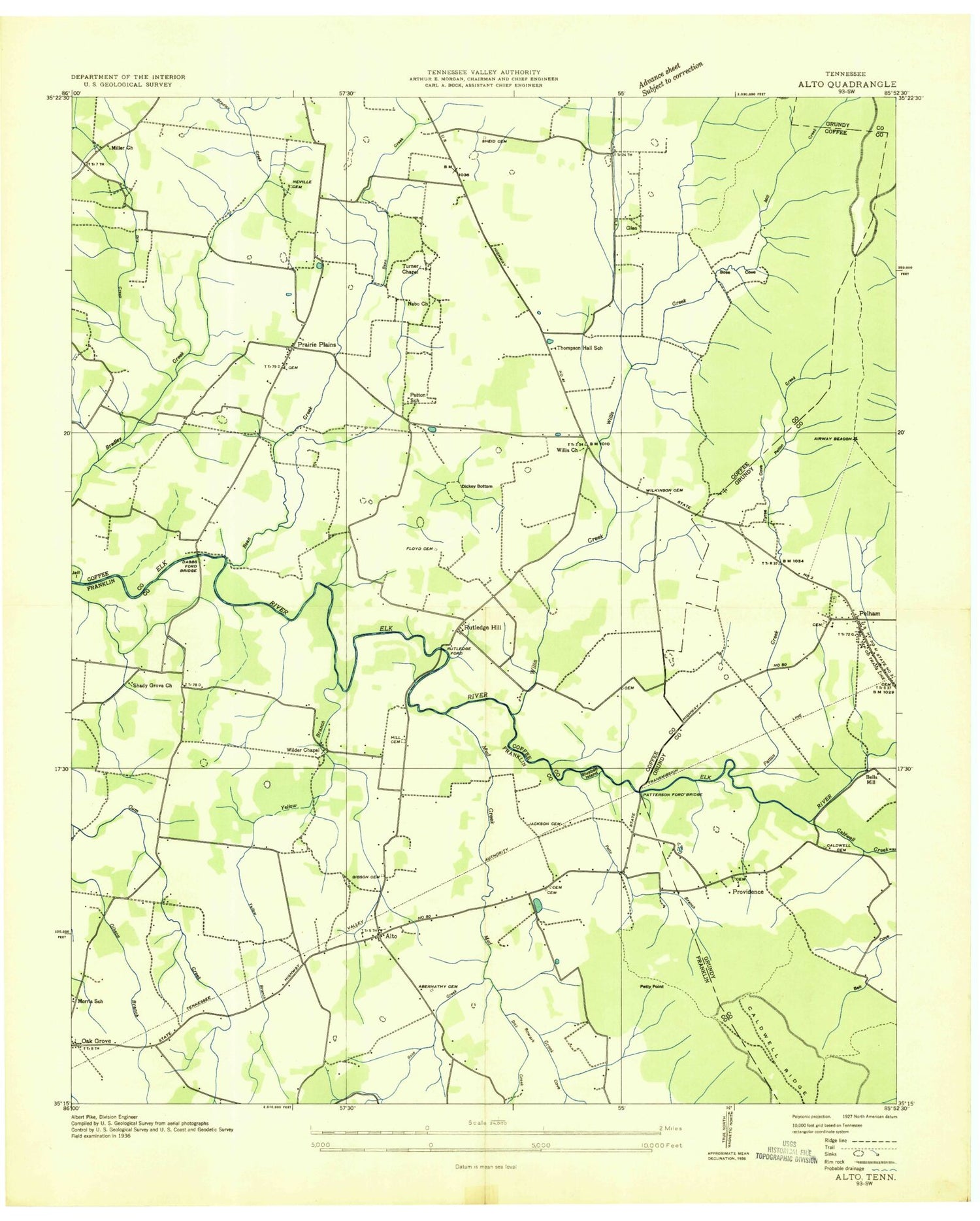 Classic USGS Alto Tennessee 7.5'x7.5' Topo Map Image