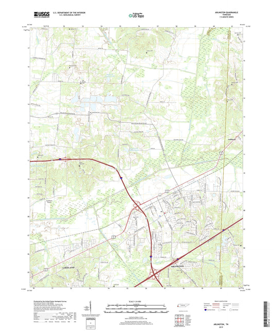 Arlington Tennessee US Topo Map Image