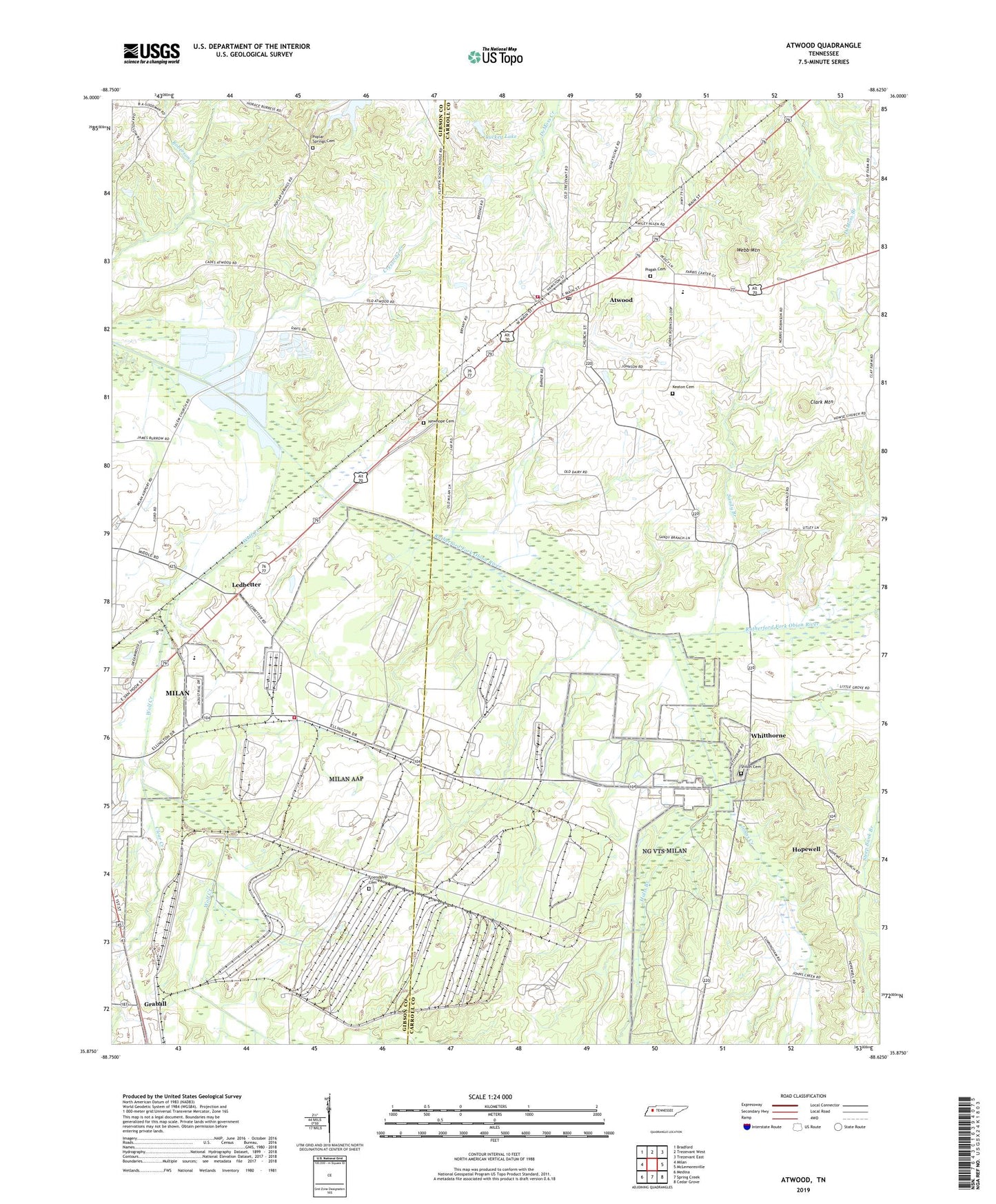 Atwood Tennessee US Topo Map Image