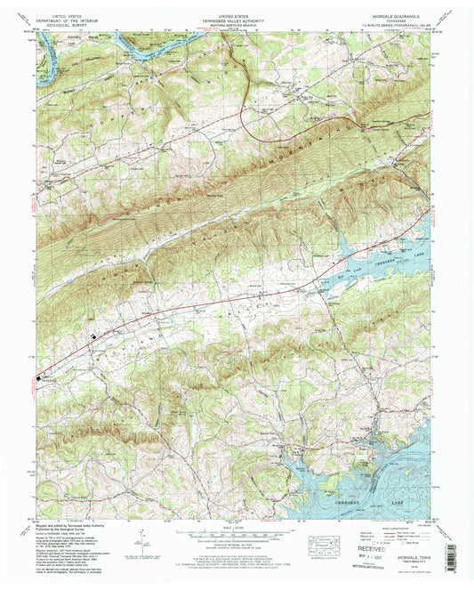 Classic USGS Avondale Tennessee 7.5'x7.5' Topo Map Image