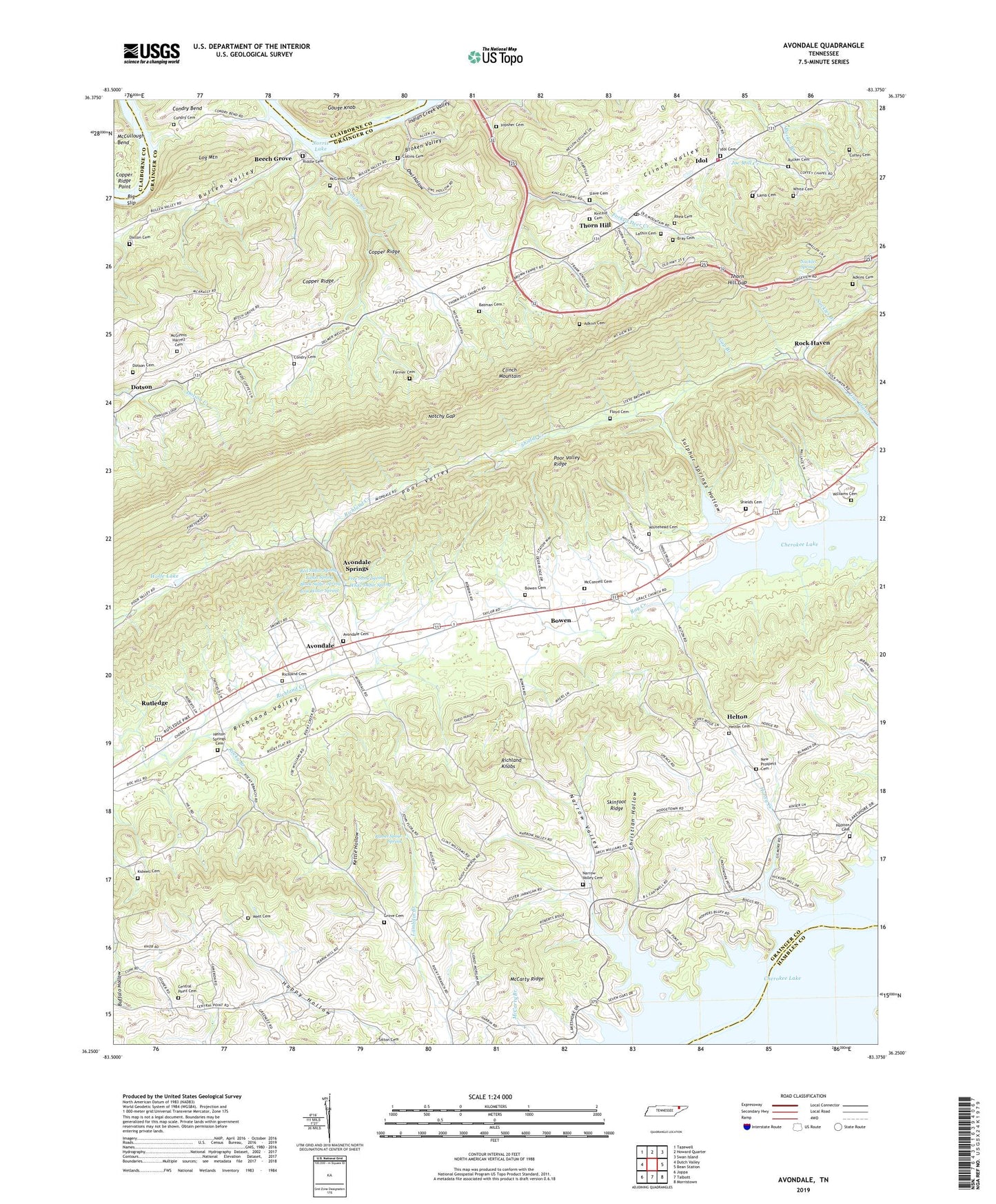 Avondale Tennessee US Topo Map Image