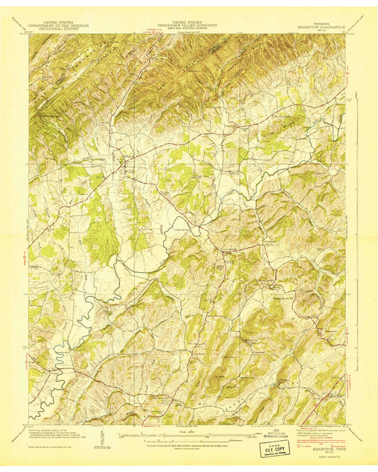 Classic USGS Baileyton Tennessee 7.5'x7.5' Topo Map Image