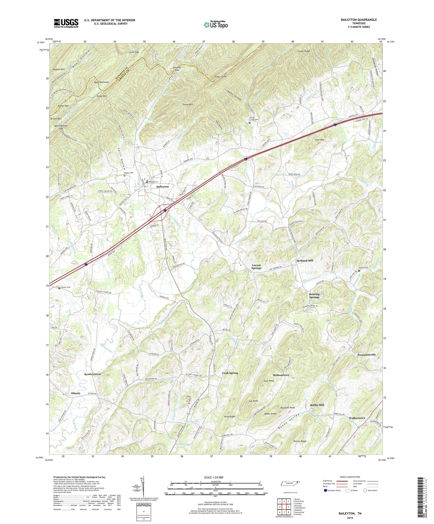 Baileyton Tennessee US Topo Map Image
