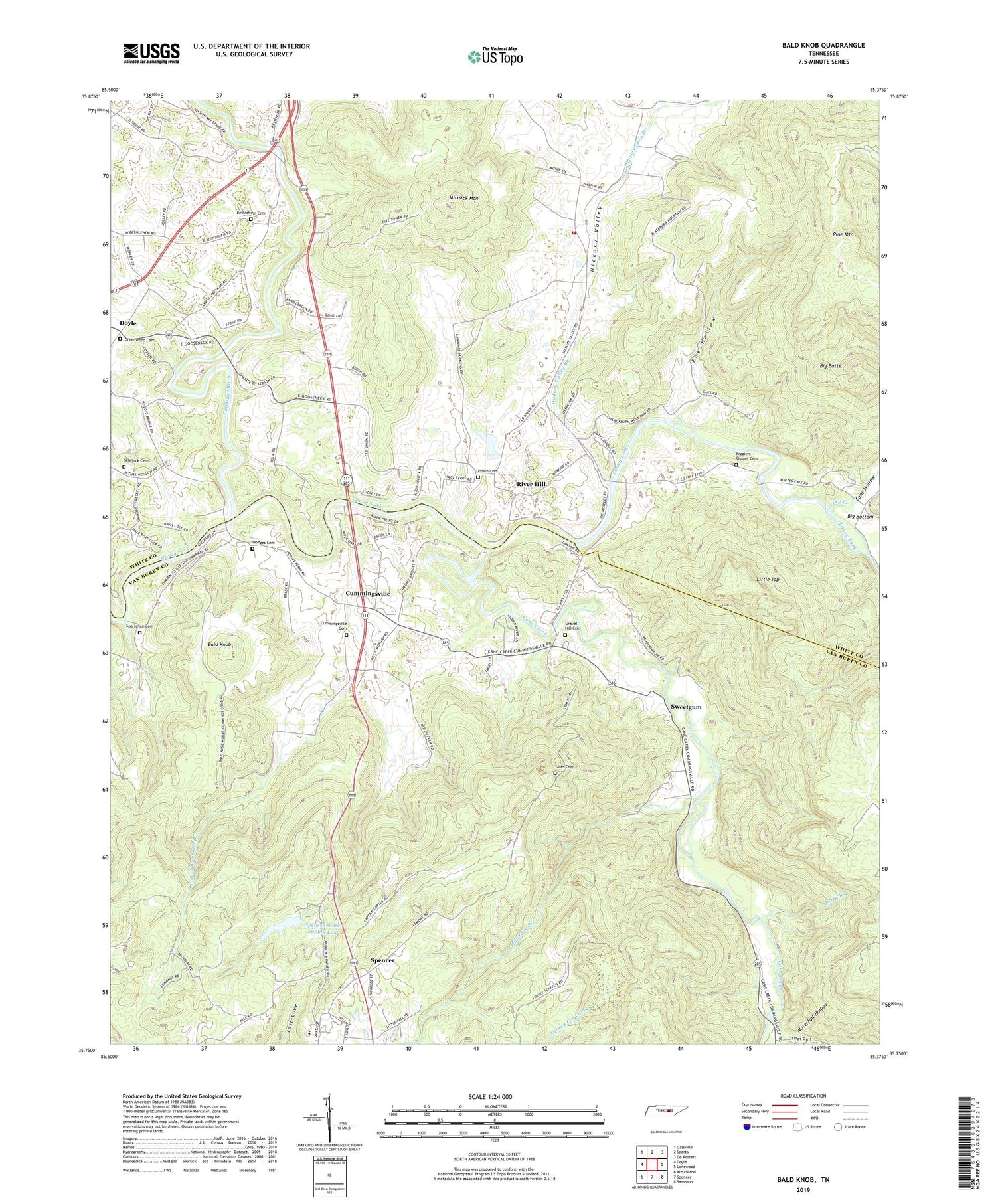 Bald Knob Tennessee US Topo Map Image