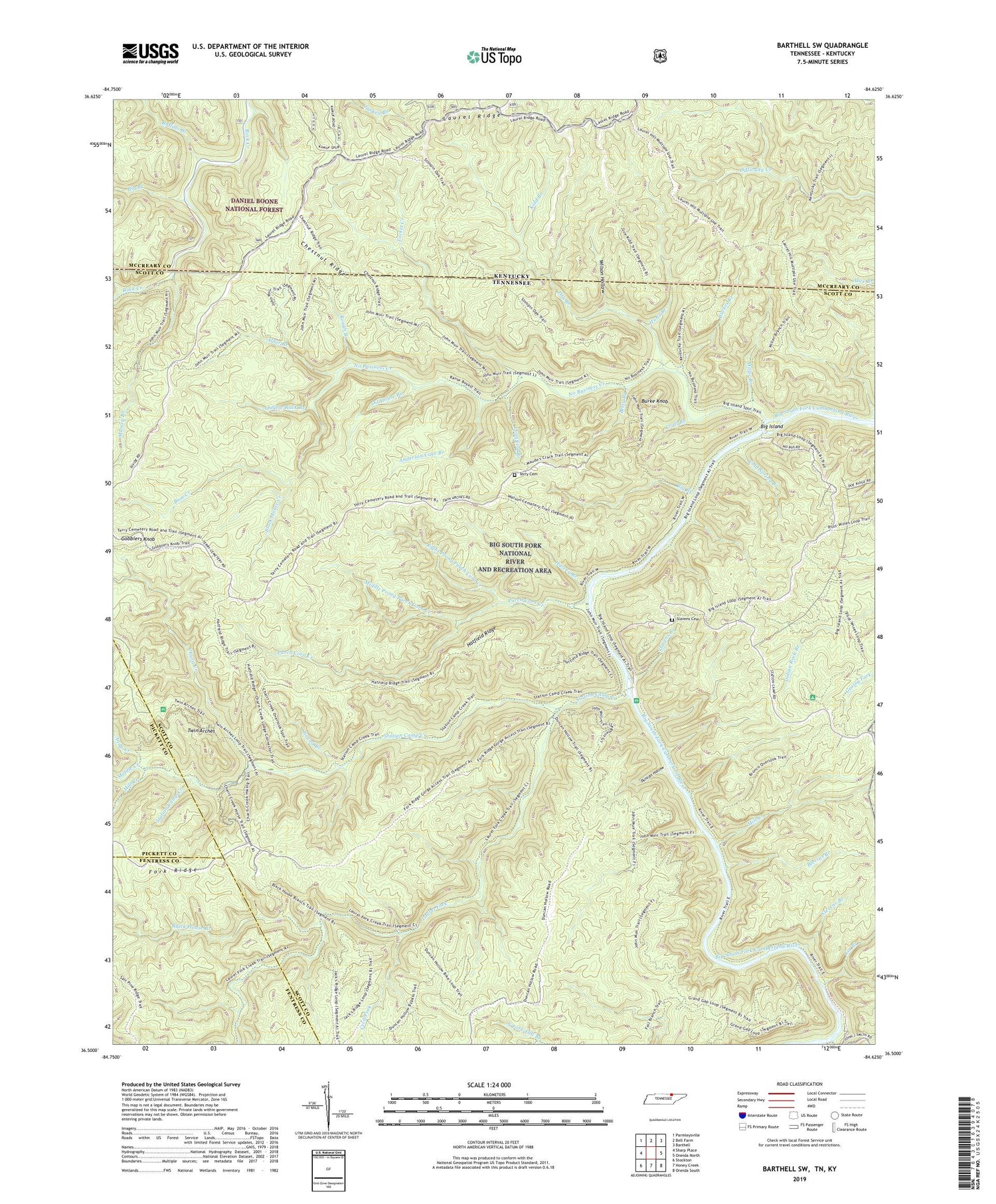Barthell SW Tennessee US Topo Map Image