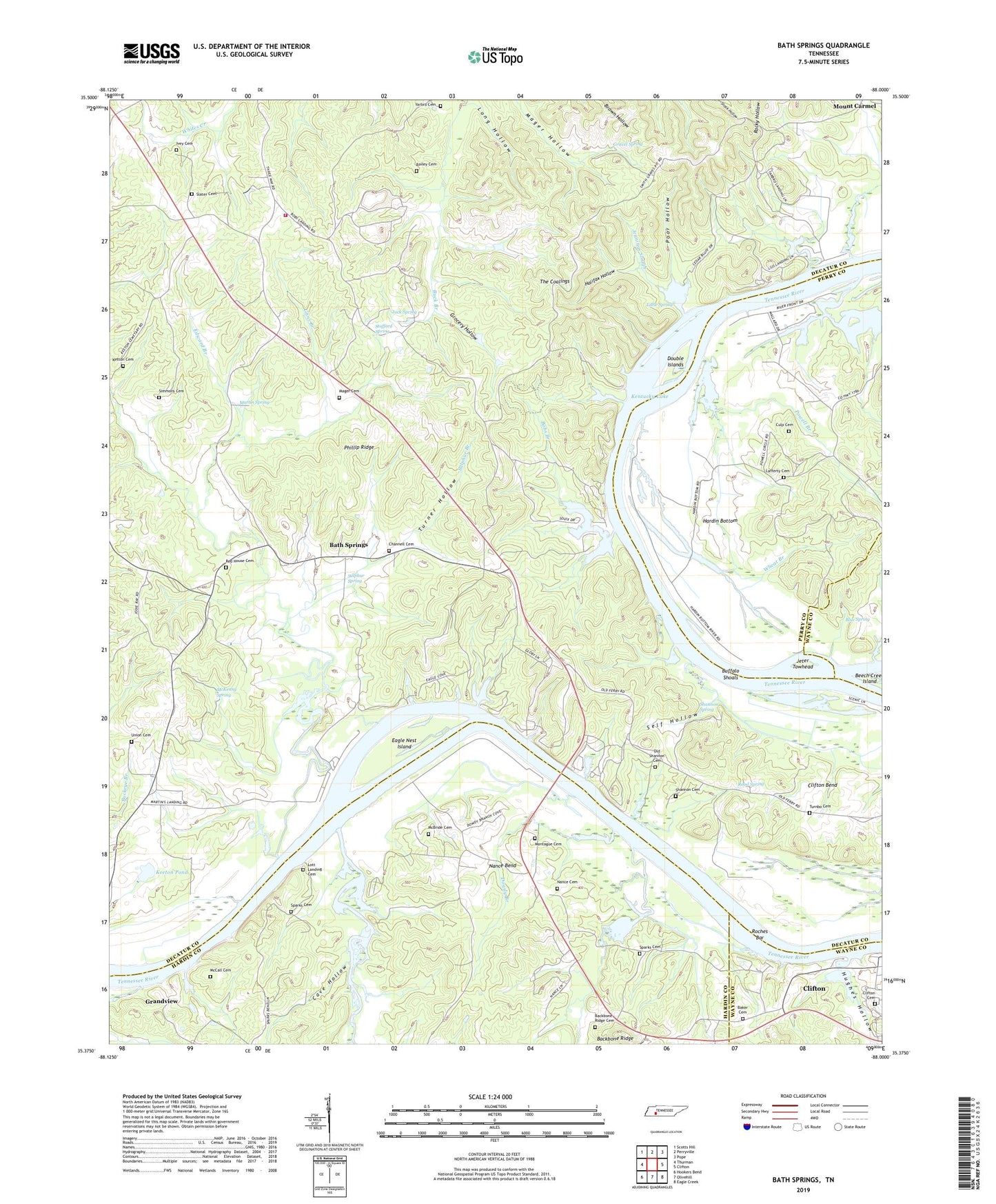 Bath Springs Tennessee US Topo Map Image
