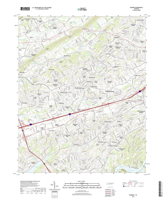 Bearden Tennessee US Topo Map Image