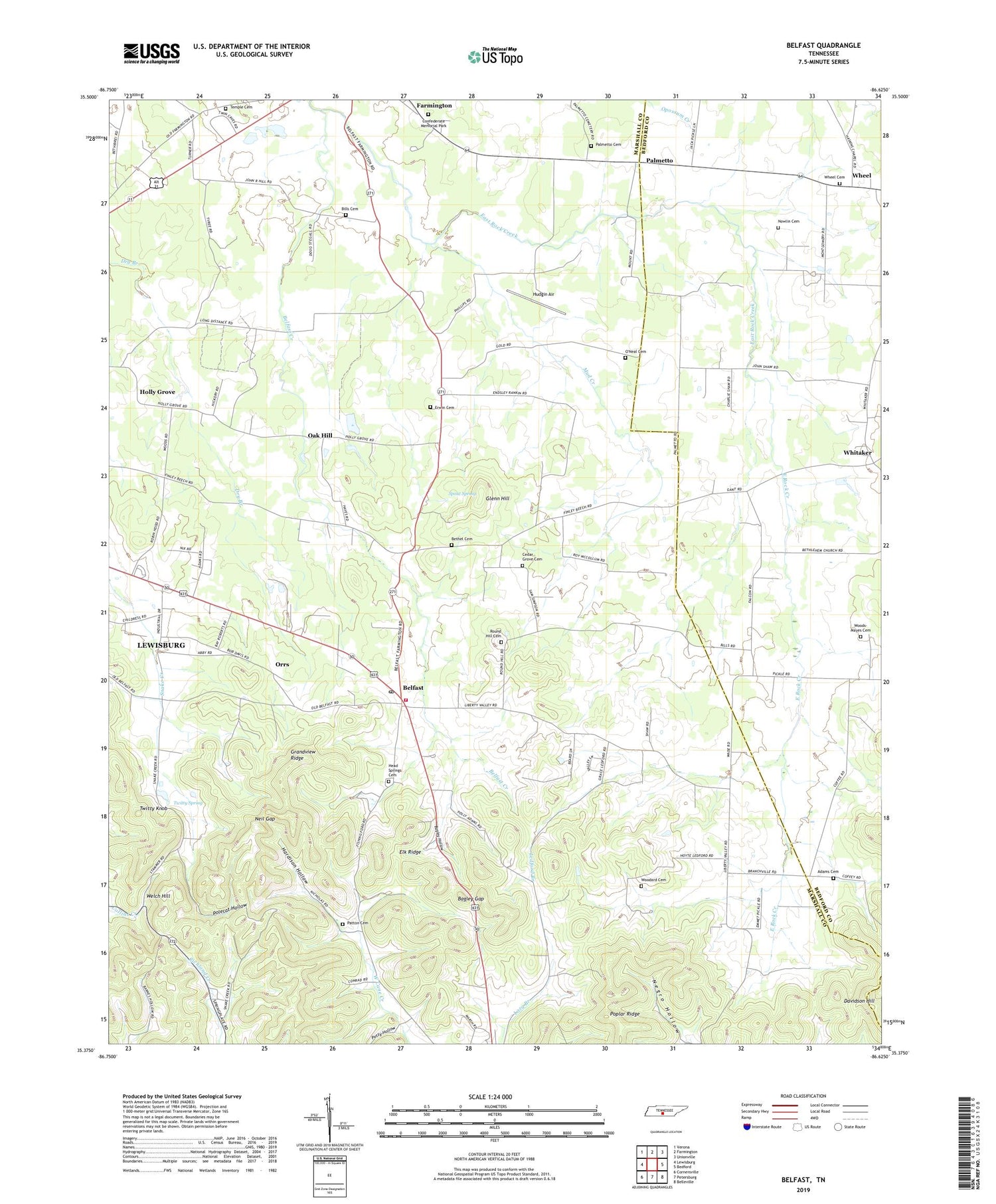 Belfast Tennessee US Topo Map Image