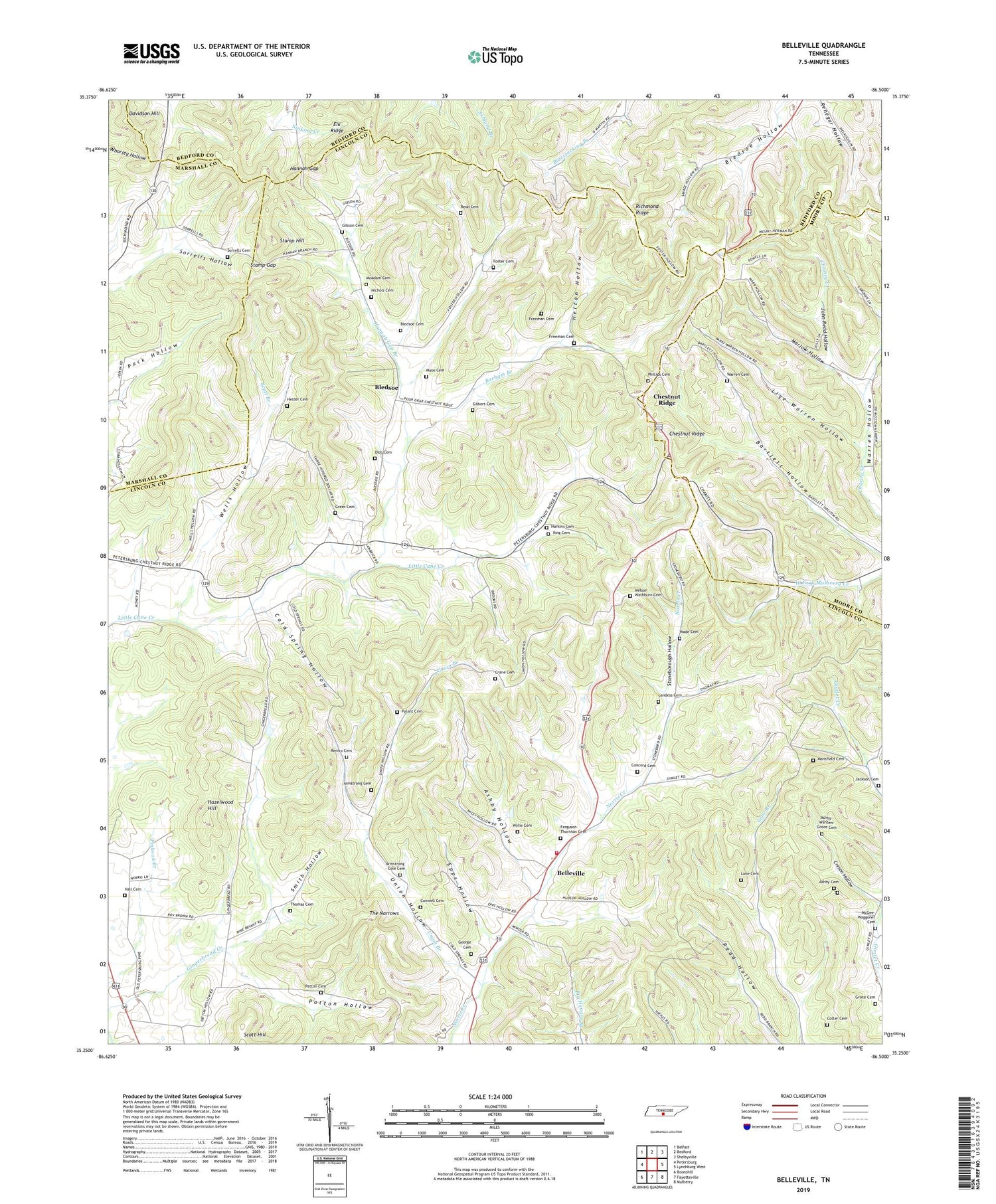 Belleville Tennessee US Topo Map Image