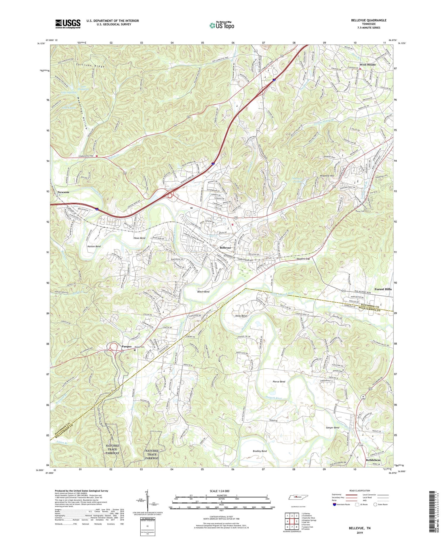 Bellevue Tennessee US Topo Map Image