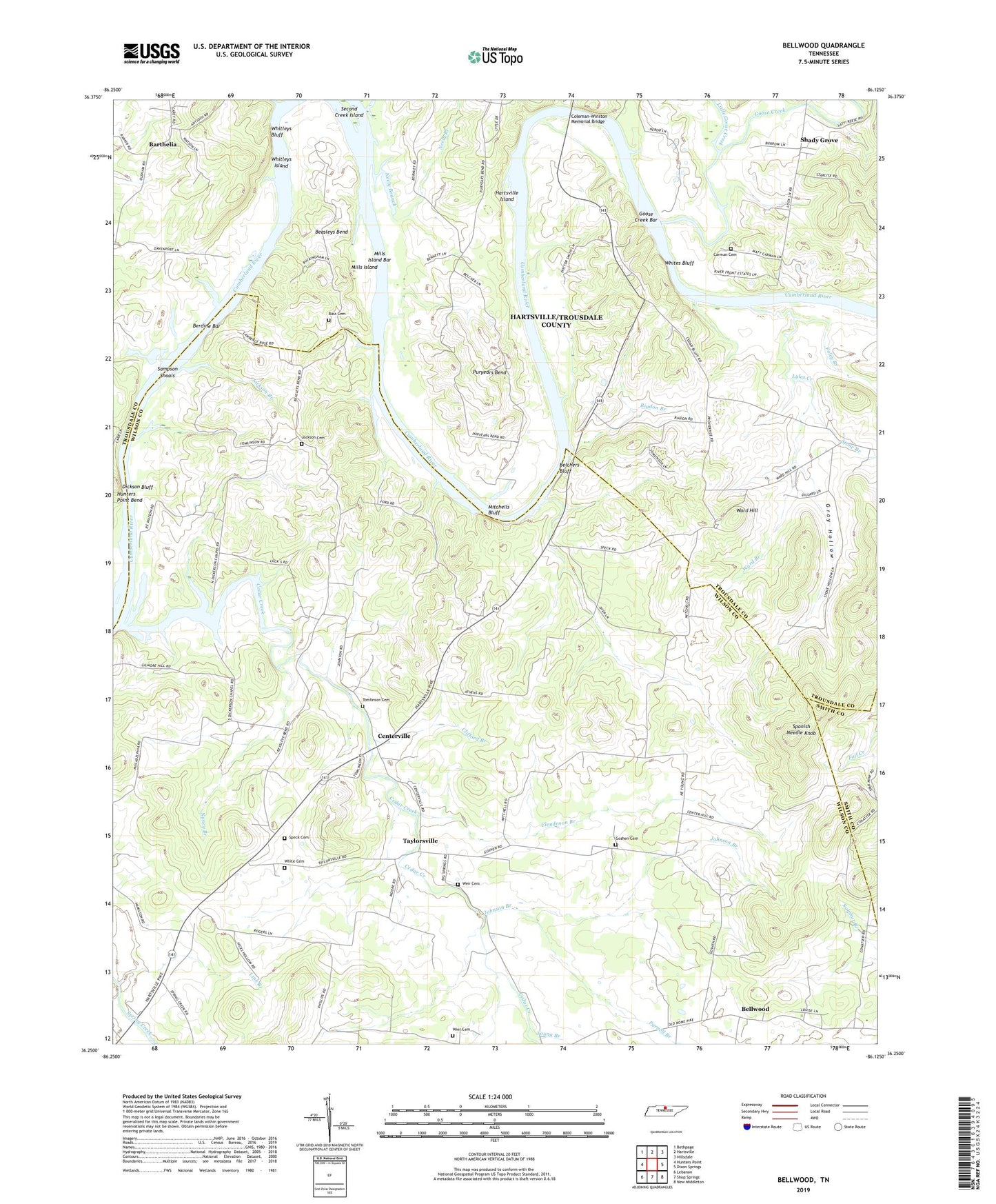 Bellwood Tennessee US Topo Map Image