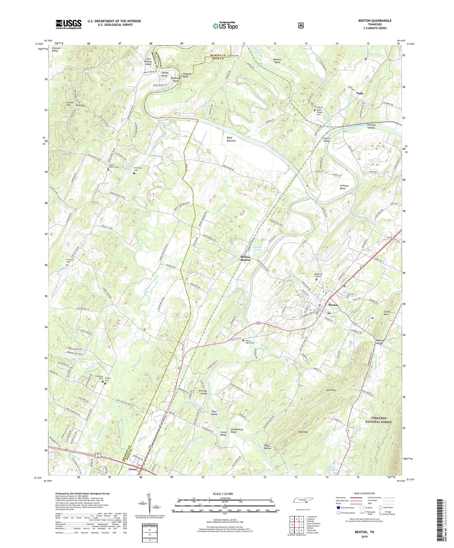 Benton Tennessee US Topo Map Image