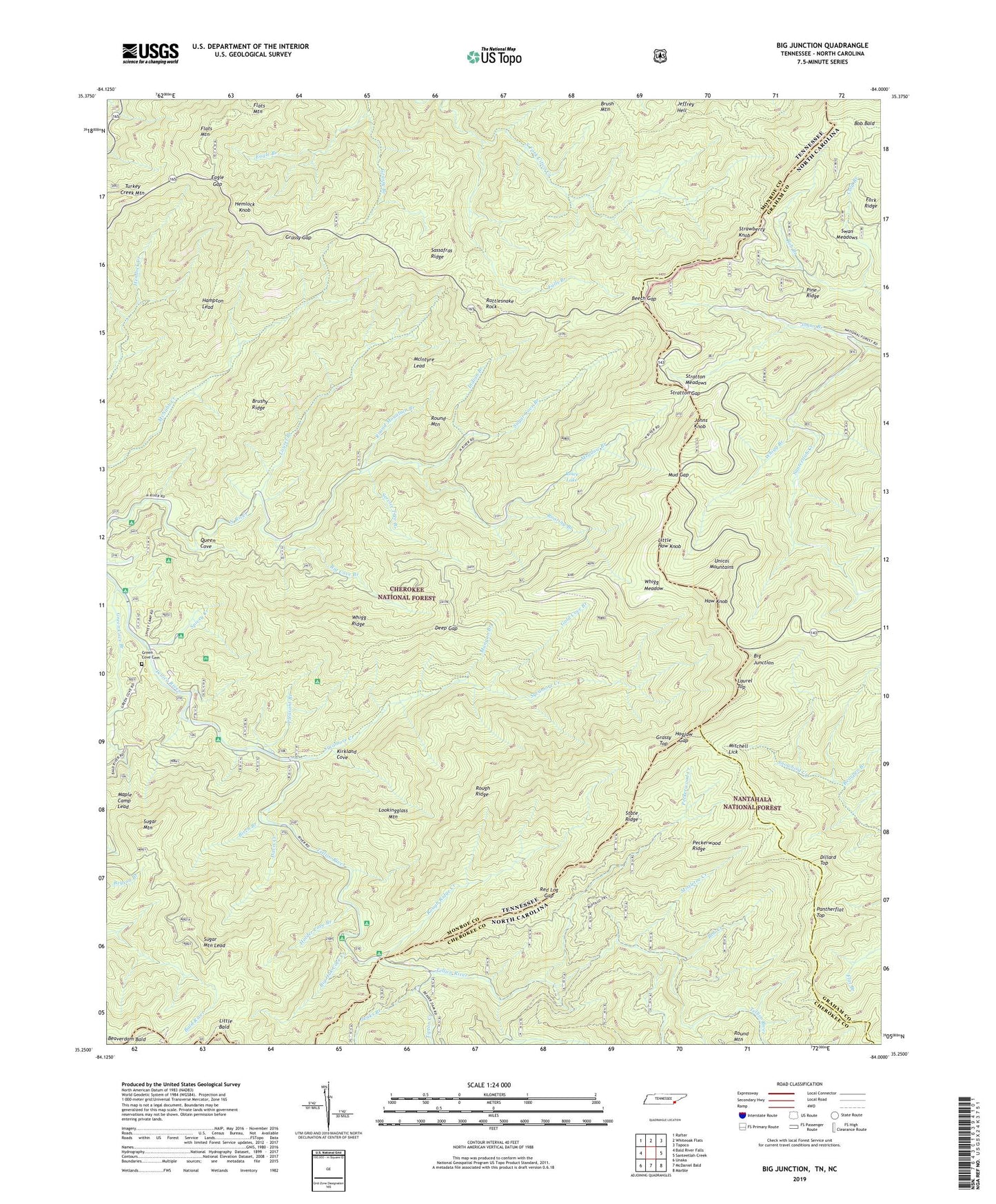 Big Junction Tennessee US Topo Map Image