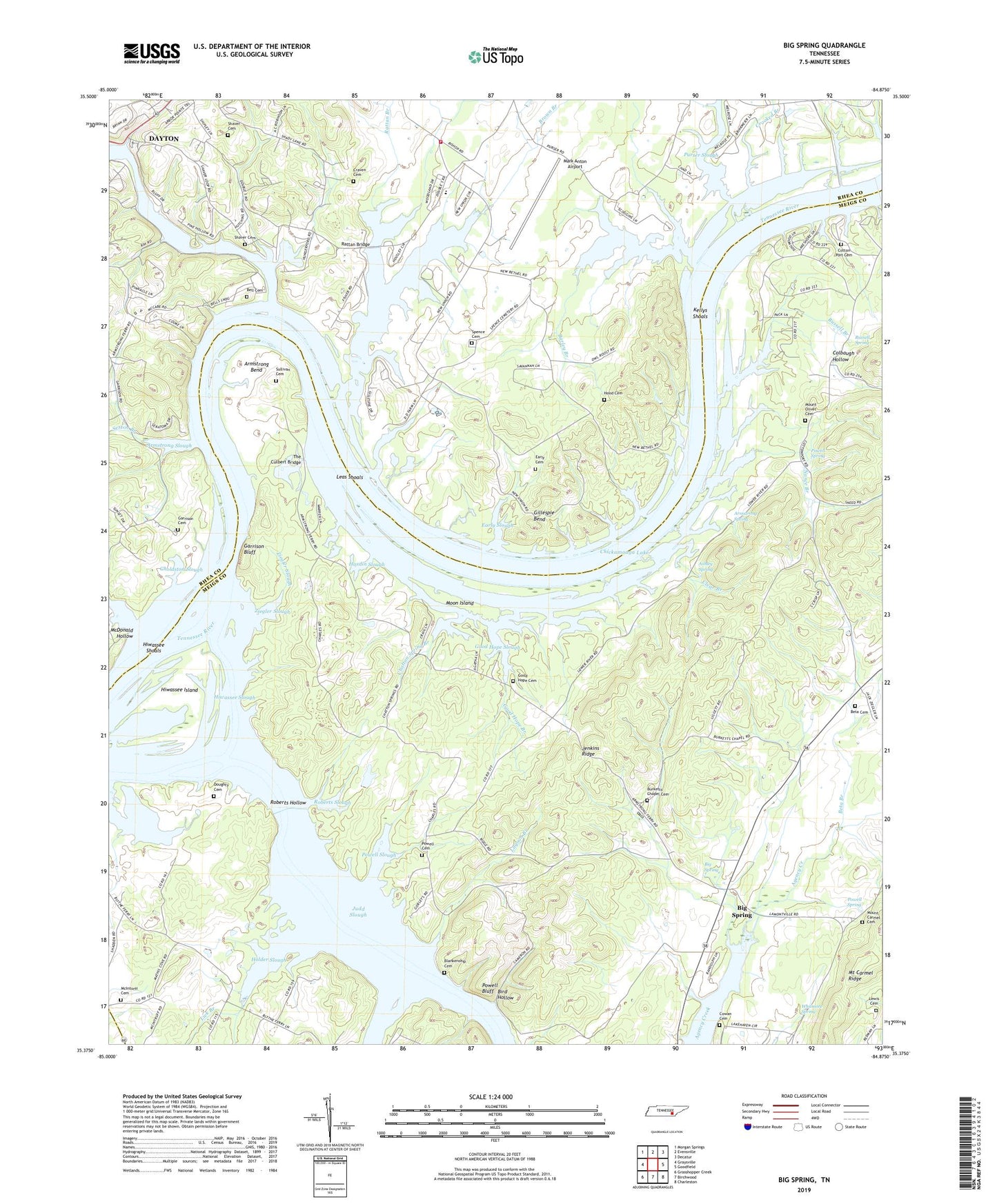 Big Spring Tennessee US Topo Map Image