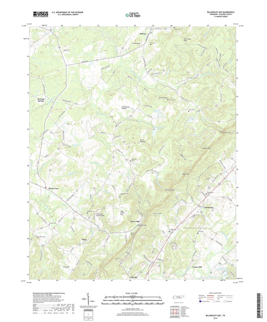 Billingsley Gap Tennessee US Topo Map Image