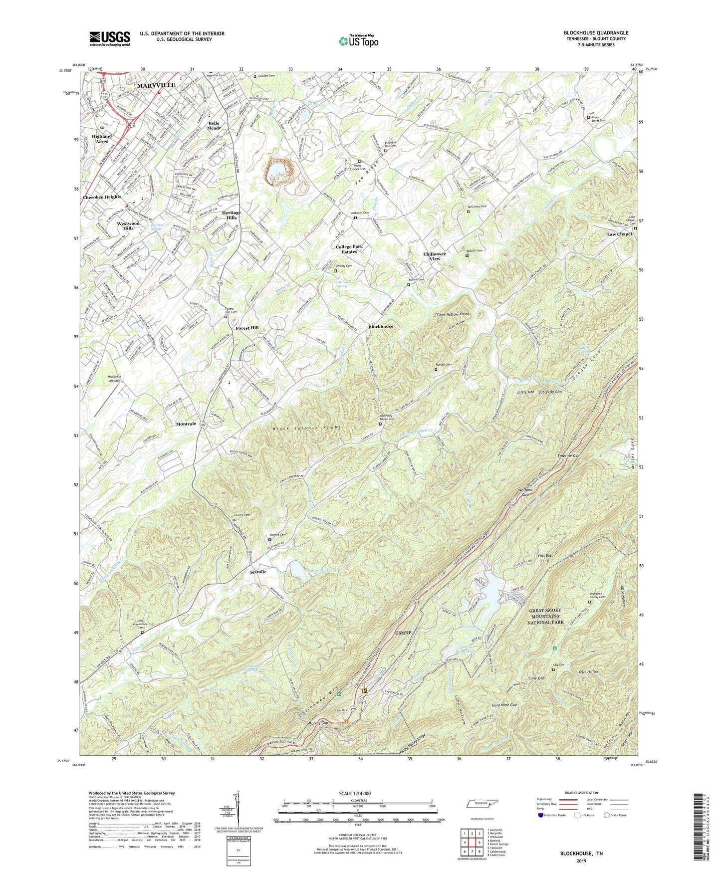 Blockhouse Tennessee US Topo Map Image