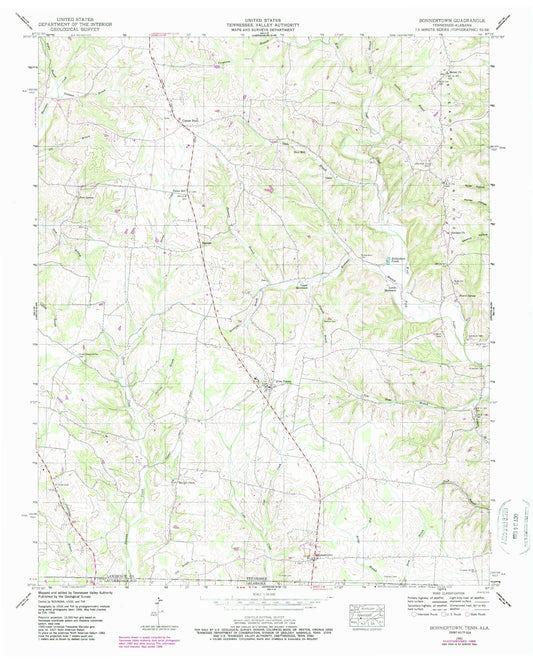 Classic USGS Bonnertown Tennessee 7.5'x7.5' Topo Map Image