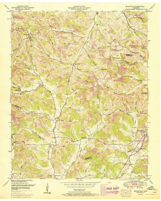Classic USGS Lynchburg West Tennessee 7.5'x7.5' Topo Map Image