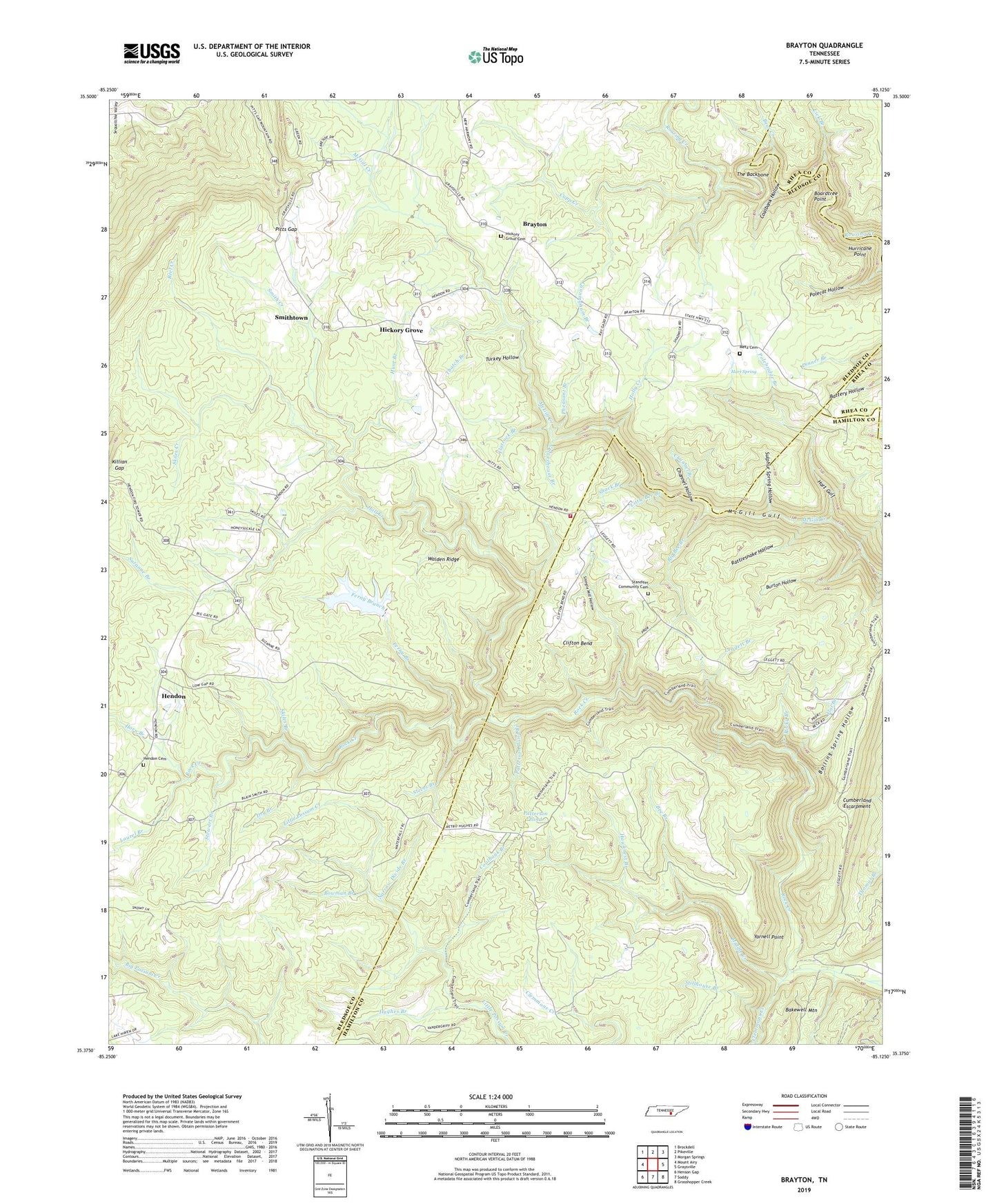Brayton Tennessee US Topo Map Image