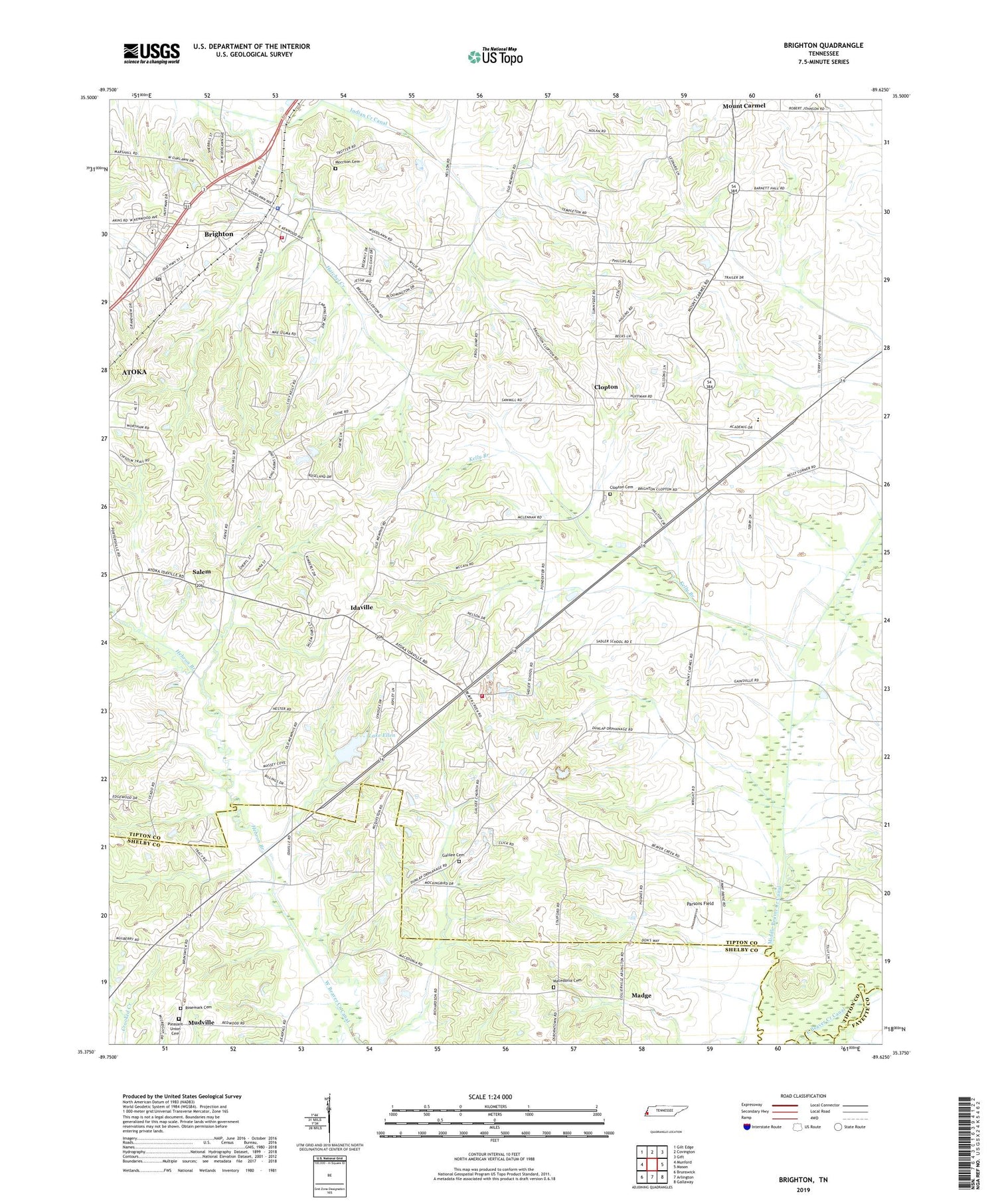 Brighton Tennessee US Topo Map Image
