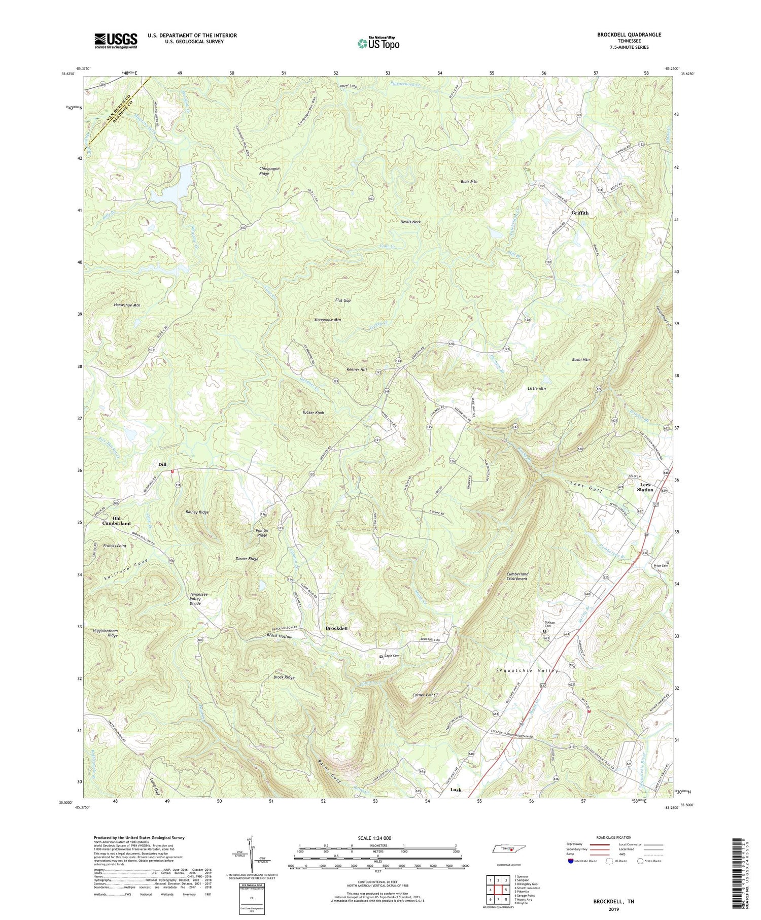 Brockdell Tennessee US Topo Map Image