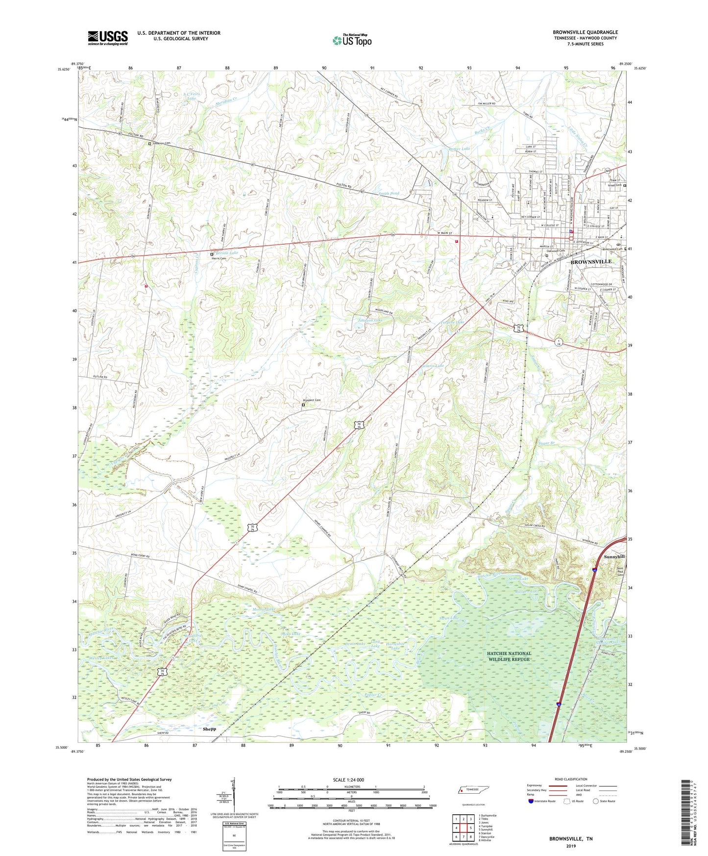 Brownsville Tennessee US Topo Map Image