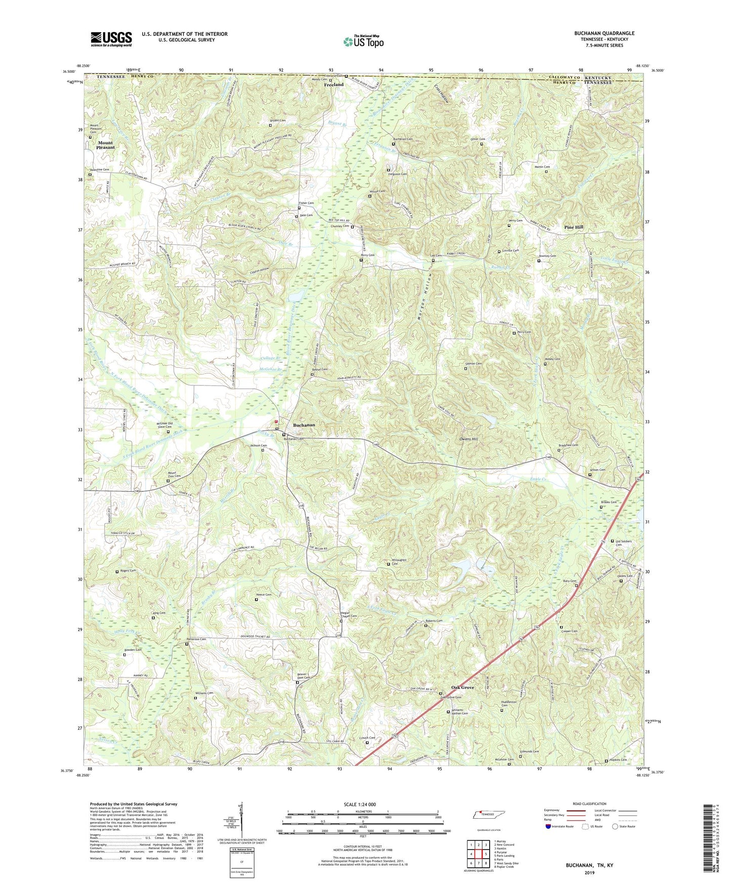Buchanan Tennessee US Topo Map Image