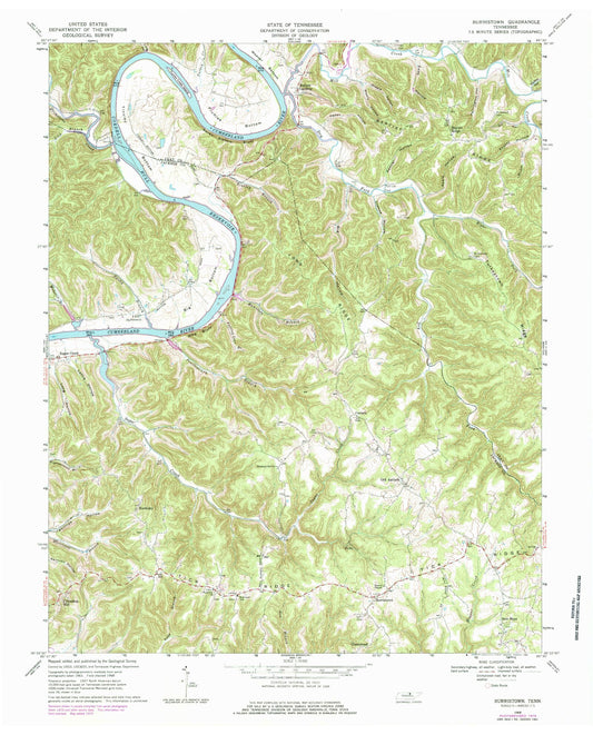 Classic USGS Burristown Tennessee 7.5'x7.5' Topo Map Image