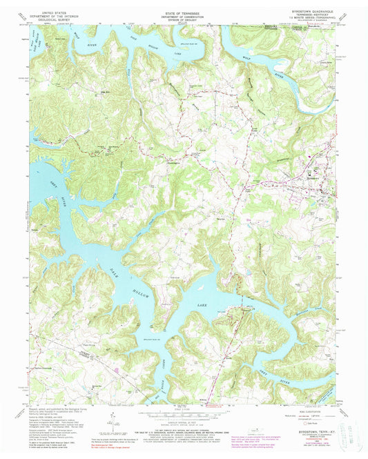 Classic USGS Byrdstown Tennessee 7.5'x7.5' Topo Map Image