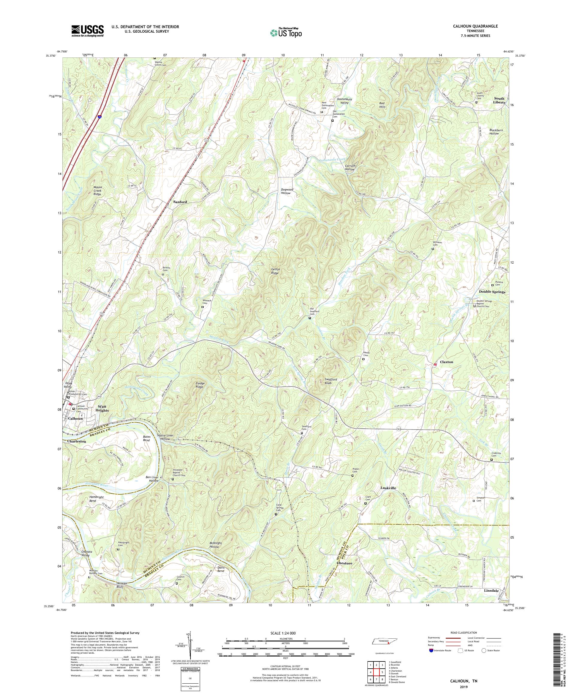 Calhoun Tennessee US Topo Map MyTopo Map Store