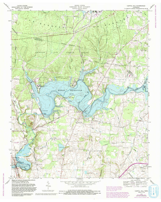 Classic USGS Capitol Hill Tennessee 7.5'x7.5' Topo Map Image