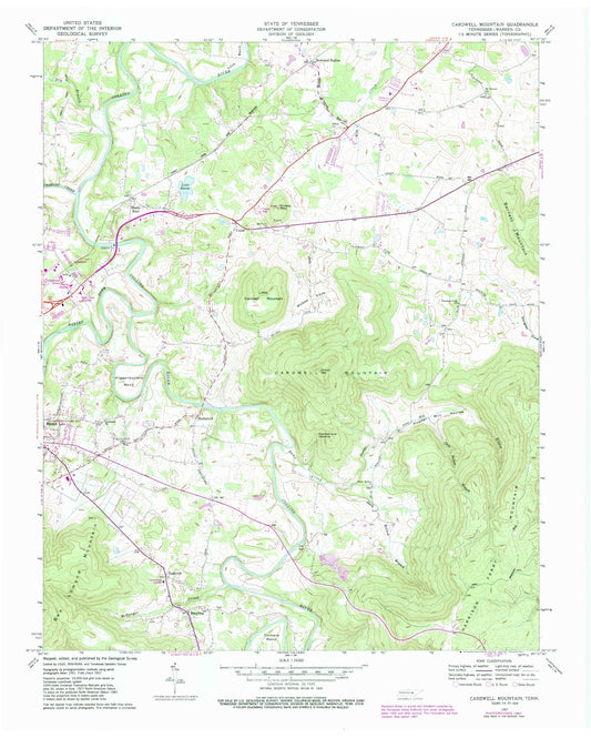 Classic USGS Cardwell Mountain Tennessee 7.5'x7.5' Topo Map Image