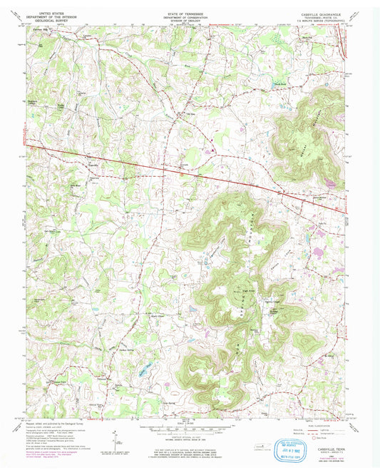 Classic USGS Cassville Tennessee 7.5'x7.5' Topo Map Image