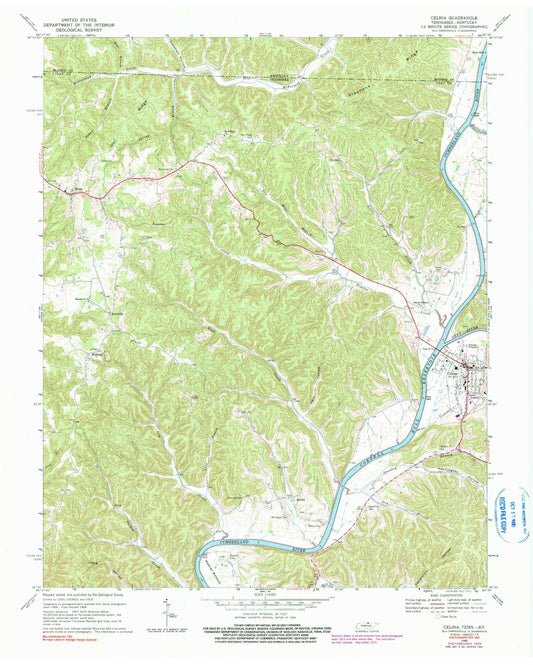 Classic USGS Celina Tennessee 7.5'x7.5' Topo Map Image
