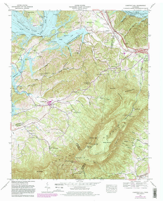 Classic USGS Chestnut Hill Tennessee 7.5'x7.5' Topo Map Image