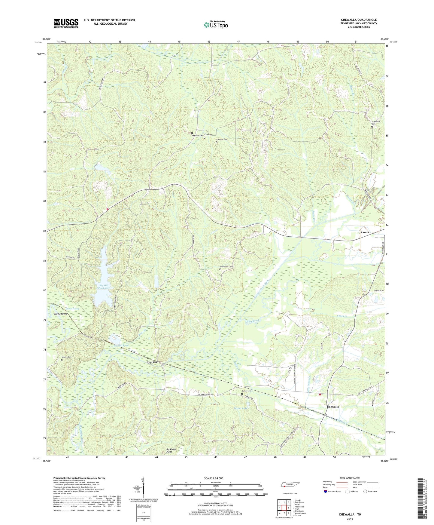 Chewalla Tennessee US Topo Map Image