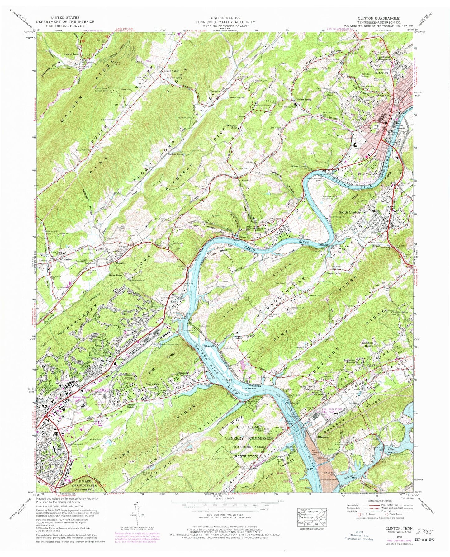 Classic USGS Clifton Tennessee 7.5'x7.5' Topo Map Image